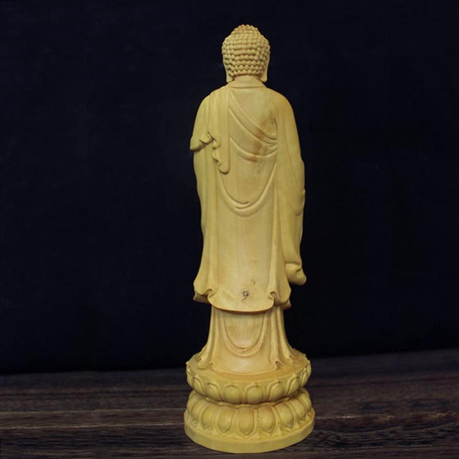 木彫仏像 阿弥陀如来立像 高級天然ツゲ木彫り 阿弥陀仏 木製仏像