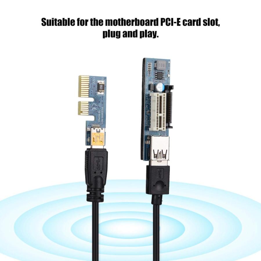 PCI-E 1X延長ケーブル、PCB UEX101 PCI-Eスロットライザーカード電源