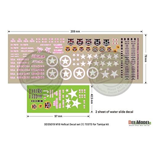 デフモデル 1/35 第二次世界大戦 アメリカ陸軍 M18ヘルキャット用デカール1 第3軍第705戦車駆逐大隊 プラモデル用デカール DD35019｜shiningtoday｜02