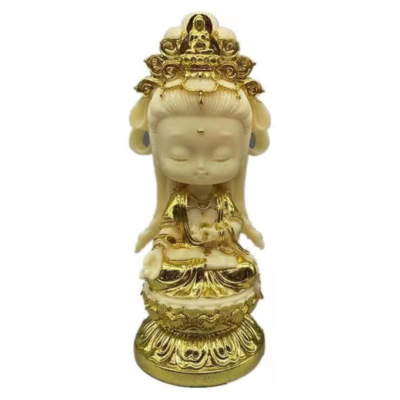 仏像 ミニ 可愛い 観音菩薩像 11cm 手彫り仏像 観音様 仏教美術
