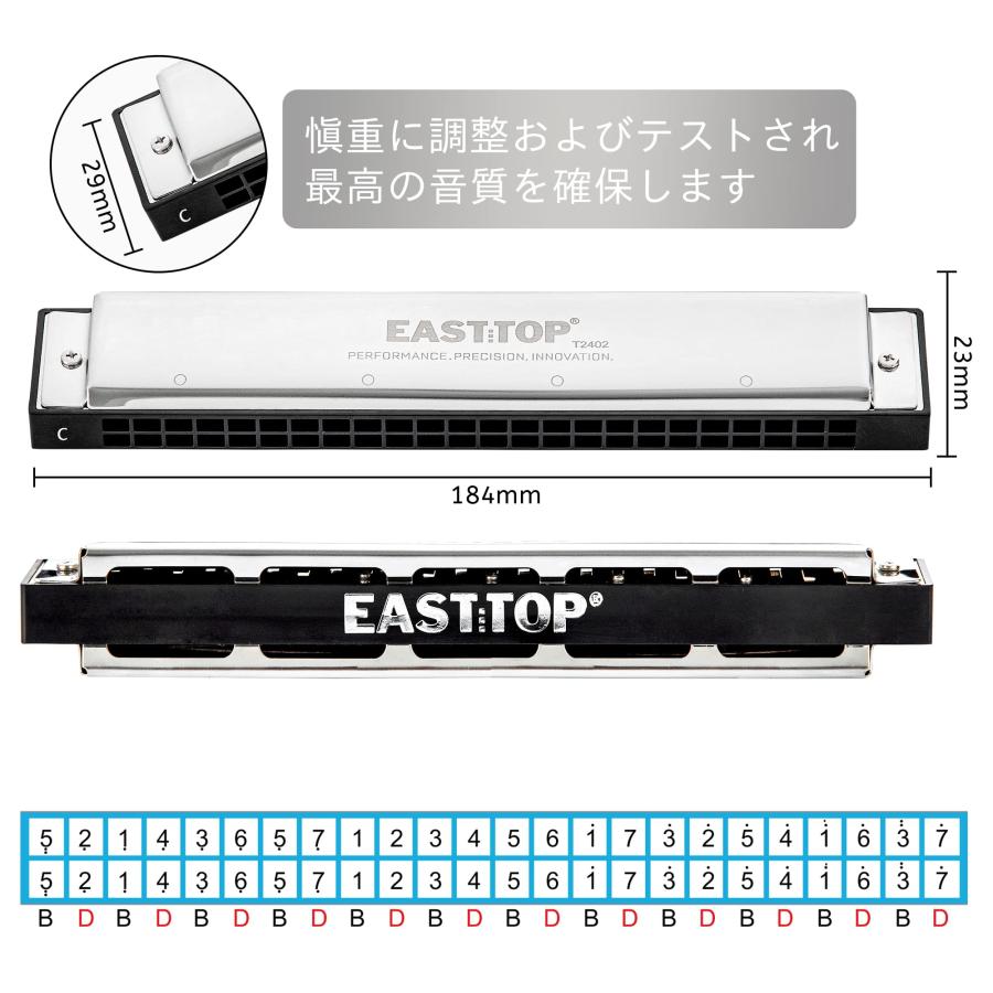 EAST TOP ハーモニカ 複音 トレモロ C? 24ホール 専門家 ステンレス