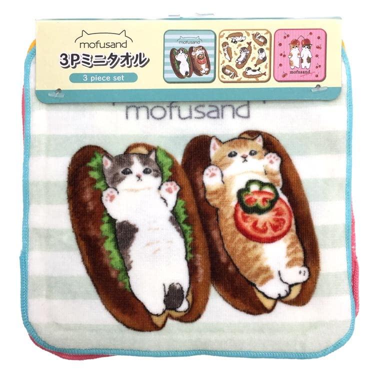 新品★ミニタオル★ハンカチ★２種★お花にゃん★ゆるにゃん★モフサンド 粧美堂 mofusand 3Pミニタオル 430875 プチタオル ハンカチ モフサンド