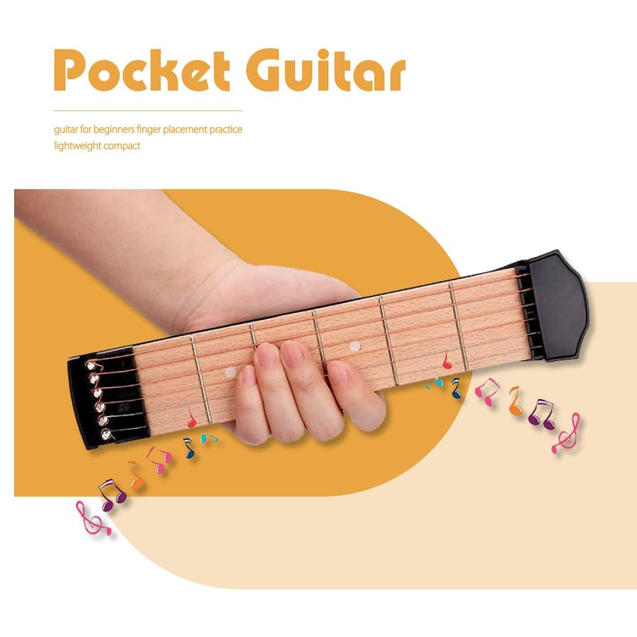 EINEY ポケットギター 6フレット 初心者 ギター 練習 ポータブルギター