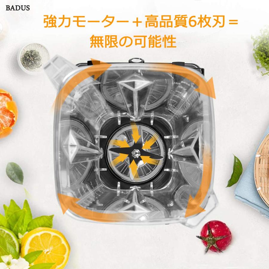 BADUS 業務用ミキサー 2L 大容量 業務用ブレンダー 全自動 多機能 ジューサー スムージーミキサー タイマー機能付き - 1400W 4800｜shiningtoday｜04