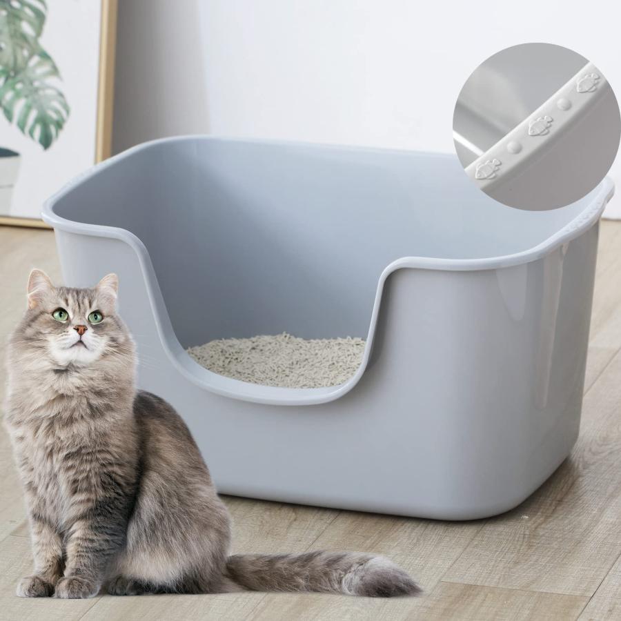 Smart Paws 大きな猫のトイレ,かわい猫のトイレ64x42x33cm (グレー