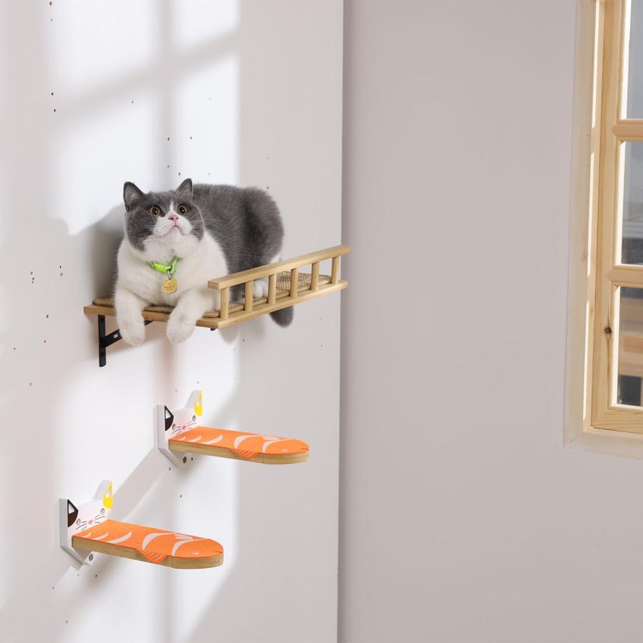 【M2830-93-65】キャットウォーク 4点セット　猫用　キャットステップ Yangbagaキャットウォーク3つ入り木製壁掛け式猫用ステップ かわいい猫