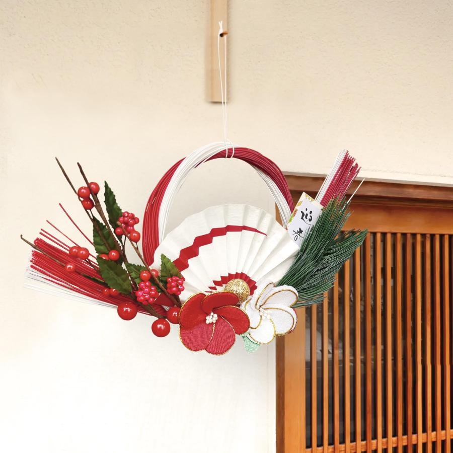 ㉗ 迎春しめ縄｜和モダン新年飾り｜玄関にも室内にも飾れるアートフラワーインテリア 喜春 正月飾り 玄関飾り 水引き 豪華 しめ縄飾り和モダンお正月飾り