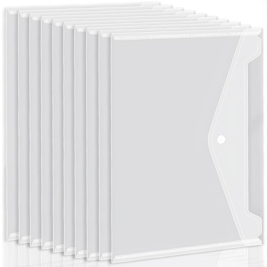 POPSFL クリアファイル A4 ボタン式 ファイルケース 10枚 クリア