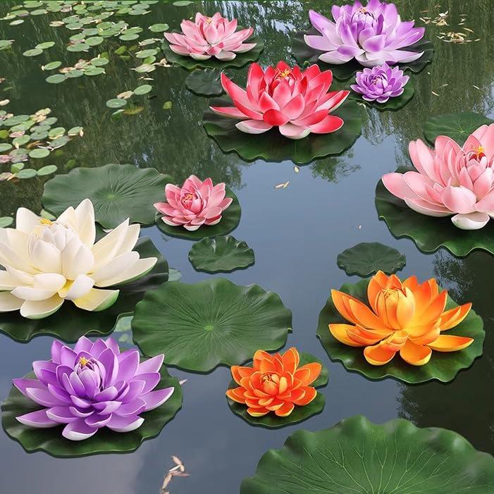 MINBOOT 人工水草 水槽 水草 メダカ 睡蓮 12枚（10cm 15cm 13cm 18cm各