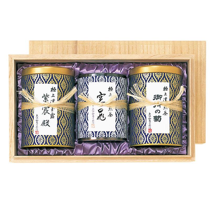 ギフト お中元 2025 海苔 極上濃煎茶 御所の菊（６g×１８袋） 極上濃煎茶 窓晁（１２０g） 極上濃玉露 紫宸殿 （１２０g） 桐箱入