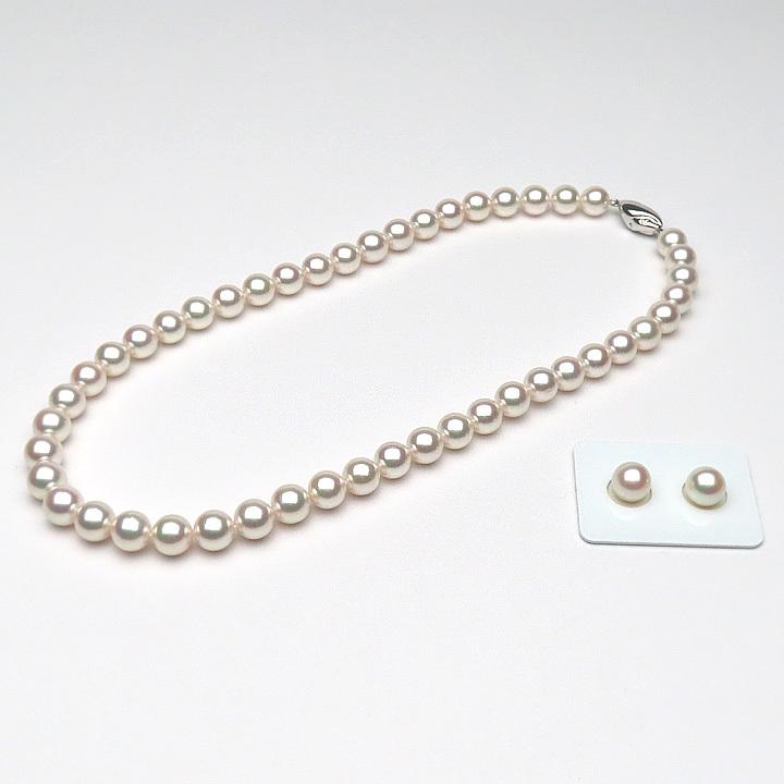 ちっち天女クラス9-9.5mmダイヤネックレスと8-8.5mmピアスセット 真珠屋さん 【オーロラ天女鑑別書付】 8.5〜9mm アコヤ真珠 ネックレス