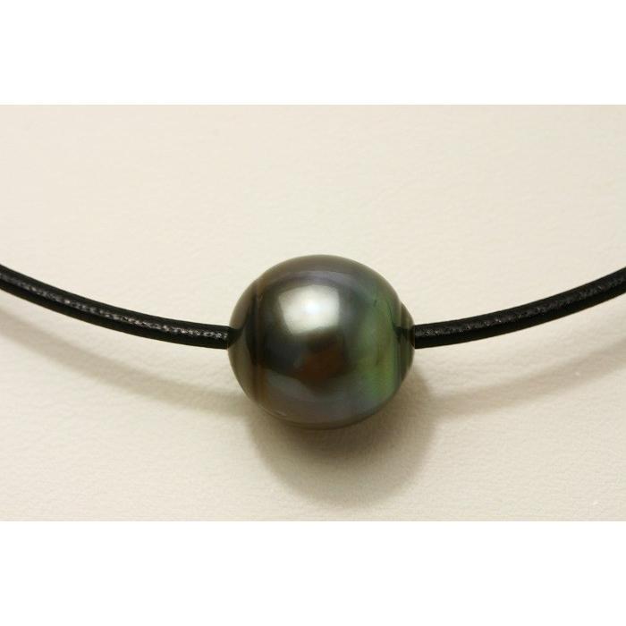 タヒチ黒蝶真珠パールスルーチェーンネックレス 革紐 14mm ブラックカラー :0326dez02:真珠倶楽部 - 通販 - Yahoo!ショッピング