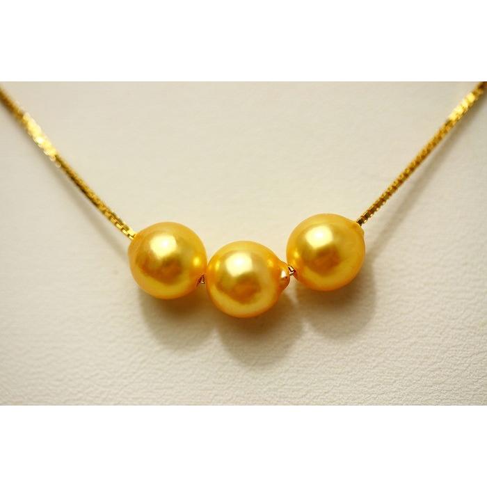 アコヤ真珠スルーパールネックレス 7.5-8.0mm ゴールドカラー シルバー  