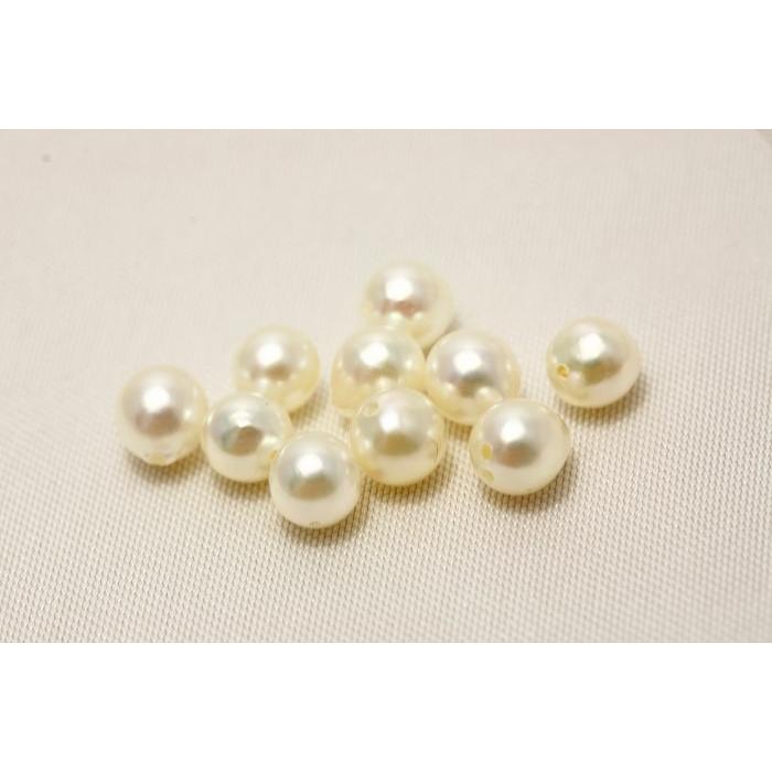 アコヤ真珠パールルース 両穴 10ピース 4.5-5.0mm ホワイトカラー 