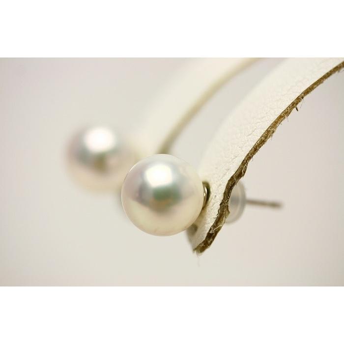 アコヤ真珠パールピアス 8.5-9.0mm ホワイトピンクカラー K14WG製 