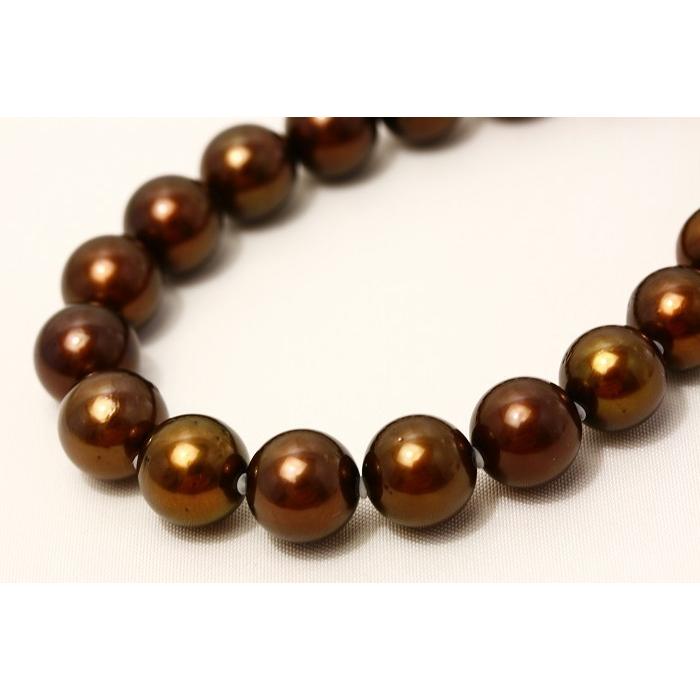 タヒチ黒蝶真珠パールネックレス　チョコレートカラー　10-9mm