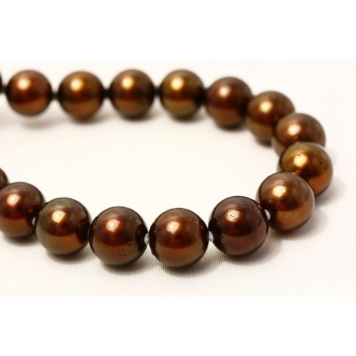 【24時間以内発送】 タヒチ黒蝶真珠パールネックレス　チョコレートカラー　10-9mm 【Q2839198365】(102600円)