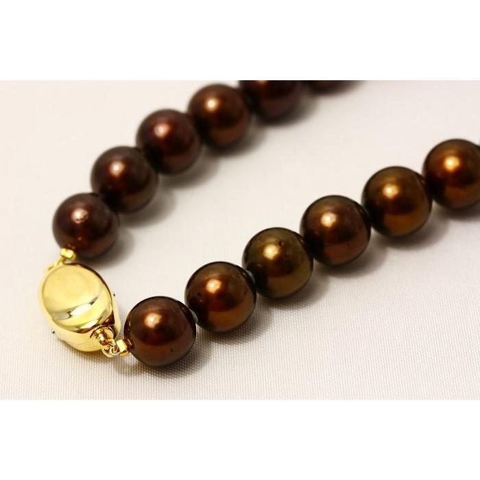 【24時間以内発送】 タヒチ黒蝶真珠パールネックレス　チョコレートカラー　10-9mm 【Q2839198365】(102600円)