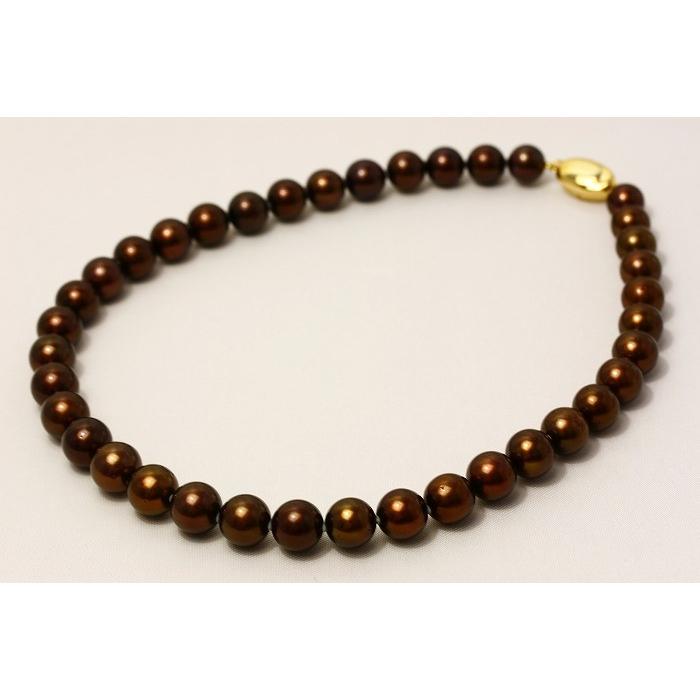 【24時間以内発送】 タヒチ黒蝶真珠パールネックレス　チョコレートカラー　10-9mm 【Q2839198365】(102600円)