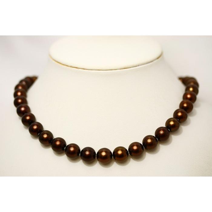 【24時間以内発送】 タヒチ黒蝶真珠パールネックレス　チョコレートカラー　10-9mm 【Q2839198365】(102600円)