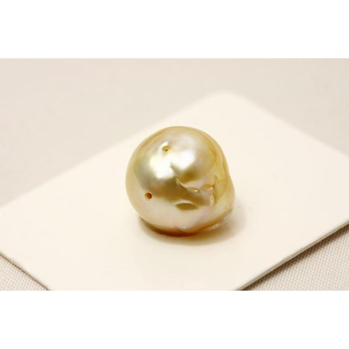 パール　ルース　南洋真珠　白蝶珠　金色　10mm フラット　２pcs 南洋白蝶真珠パールルース 両穴 12mm ナチュラルゴールドカラー : 真珠