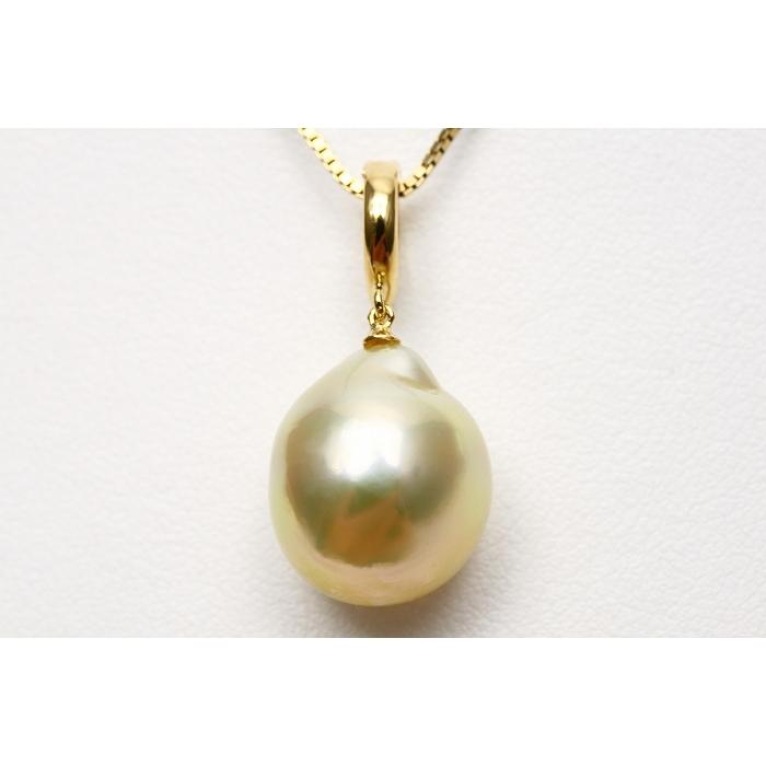 南洋白蝶真珠パールペンダントトップ 12mmUP ナチュラルゴールドカラー  