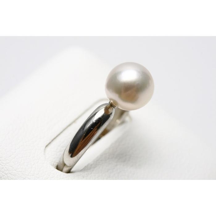 アコヤ真珠パールリング【指輪】　8.0-8.5mm　ホワイトピンクカラー　シルバー製リング枠