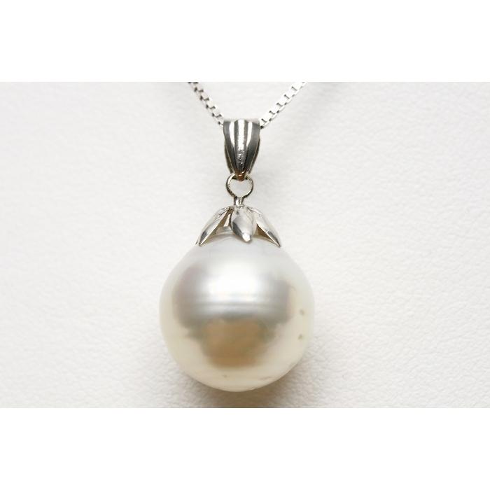 南洋白蝶真珠パールペンダントトップ 13mm ホワイトピンクカラー K14WG