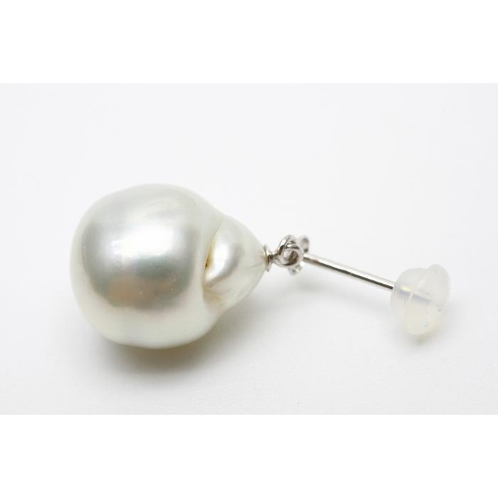 南洋白蝶真珠パールブラピアス シングルデザイン 11mm ホワイトカラー  