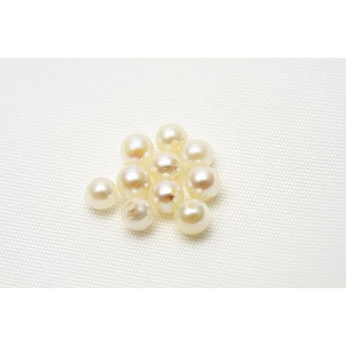 アコヤ真珠パールルース 両穴 10ピース 3.5-4.0mm ホワイトカラー 