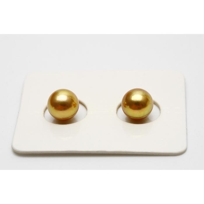 代引き人気  アコヤ真珠パールペアルース　7.0-7.5mm　ゴールドカラー 宝石ルース、裸石