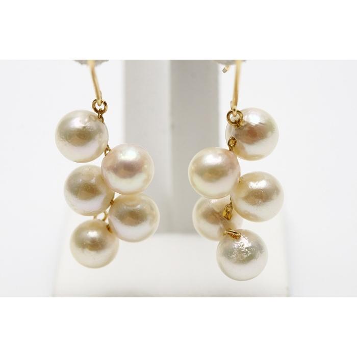 アコヤ真珠パールデザインフックピアス 6mm ホワイトカラー K18製