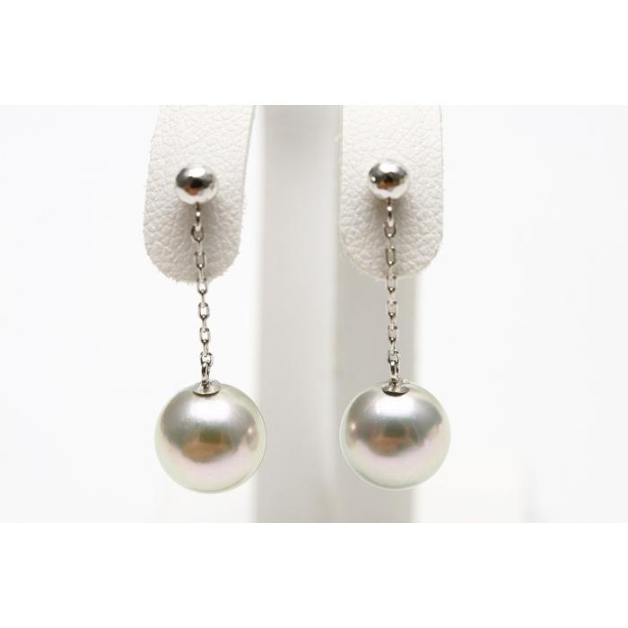 アコヤ真珠パールチェーンピアス 7.5-8.0mm ナチュラルカラー K18WG製