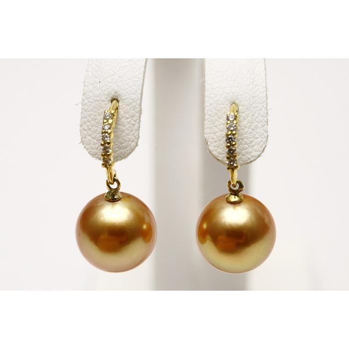 アコヤ真珠パールデザインブラピアス 9.0 9.5mm ゴールドカラー K18製  