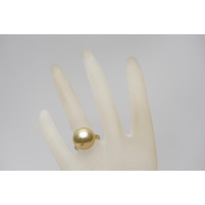 南洋白蝶真珠パールリング　16×14mm　ナチュラルゴールド　シルバー製リング枠 南洋白蝶真珠パールリング【指輪】 14mm ナチュラルゴールドカラー