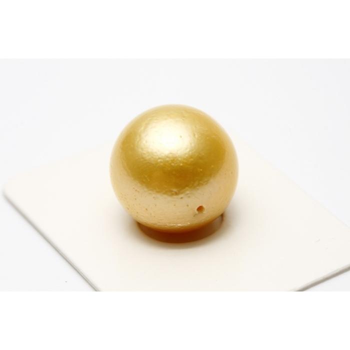 南洋白蝶真珠パールルース 両穴 15mm ナチュラルゴールドカラー : 真珠