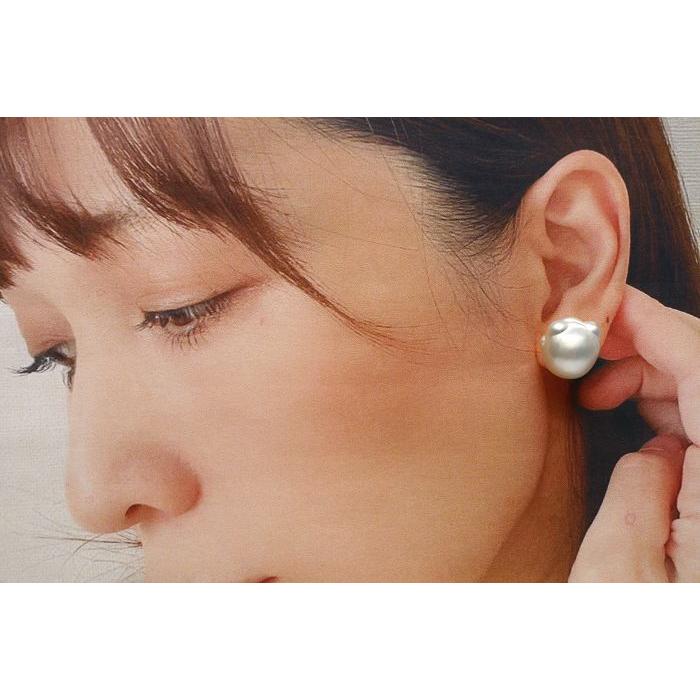南洋白蝶真珠パールピアス シングルデザイン 15×13mm ホワイトカラー 