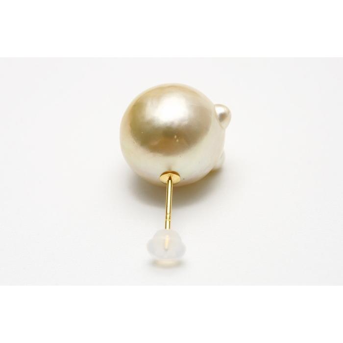 南洋白蝶真珠パールピアス シングルデザイン 14mm ナチュラルゴールド 