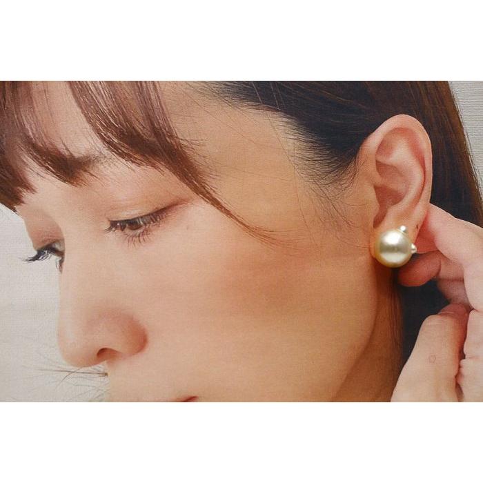 南洋白蝶真珠パールピアス シングルデザイン 14mm ナチュラルゴールド 