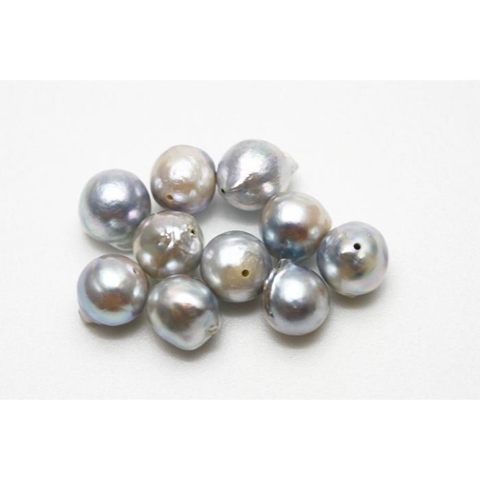 アコヤ真珠パールルース 両穴 10ピース 7.0-7.5mm ナチュラルカラー 