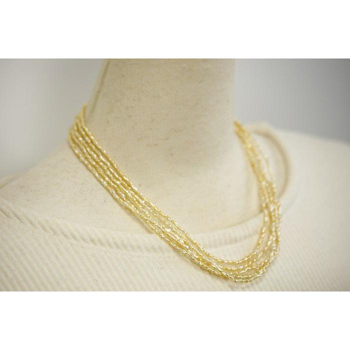 アコヤ真珠パールネックレスケシ2.0-3.0mmナチュラルゴールドカラー