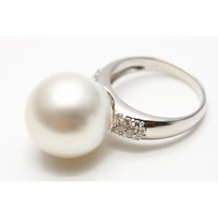 南洋白蝶真珠パールリング【指輪】 14mm ホワイトカラー シルバー製