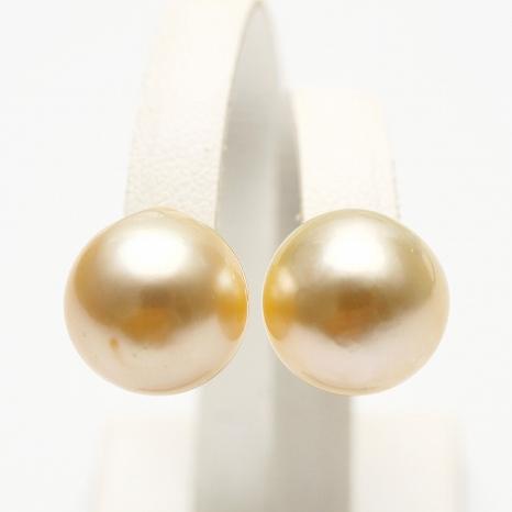 南洋白蝶真珠パールピアス 12mm ナチュラルゴールドカラー K18製 南洋白蝶真珠パールピアス 12mm ナチュラルゴールドカラー K18製