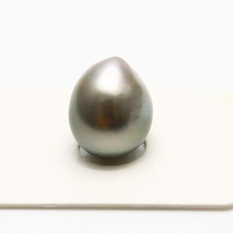 タヒチ黒蝶真珠パールルース ケシ 14×12mm グレーグリーンカラー 