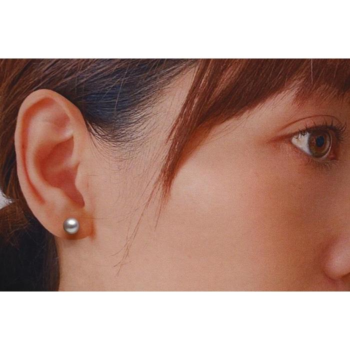 アコヤ真珠パールピアス 7.0-7.5mm ナチュラルカラー K14WG製 : 真珠