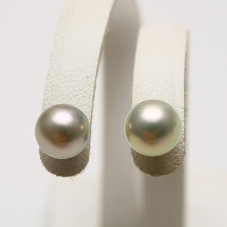 アコヤ真珠パールピアス 7.0-7.5mm ナチュラルグリーンカラー K14WG製 