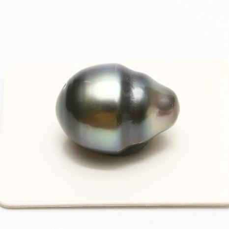 タヒチ黒蝶真珠パールルース 両穴 19×14mm グリーングレーカラー 