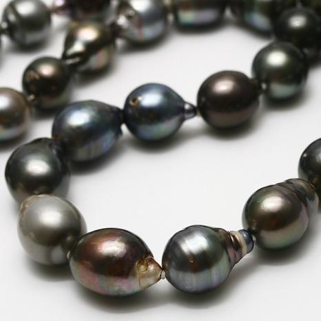 タヒチ黒蝶真珠パールセミロングネックレス　14-11mm　マルチカラー タヒチ黒蝶真珠パールセミロングネックレス 14-11mm マルチカラー
