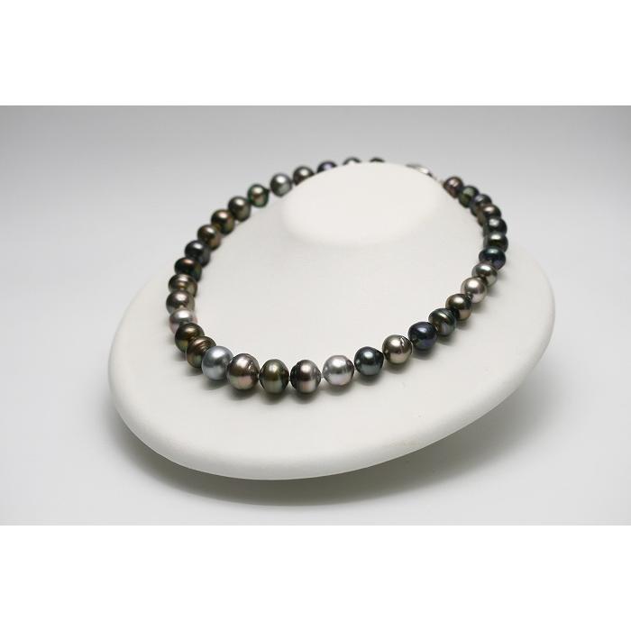 タヒチ黒蝶真珠パールネックレス 14-10mm マルチカラー : 真珠 タヒチ黒蝶真珠パールネックレス 14-10mm マルチカラー : 真珠