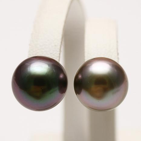 タヒチ黒蝶真珠パールピアス 11mm マルチカラー K14WG製 : 真珠倶楽部 
